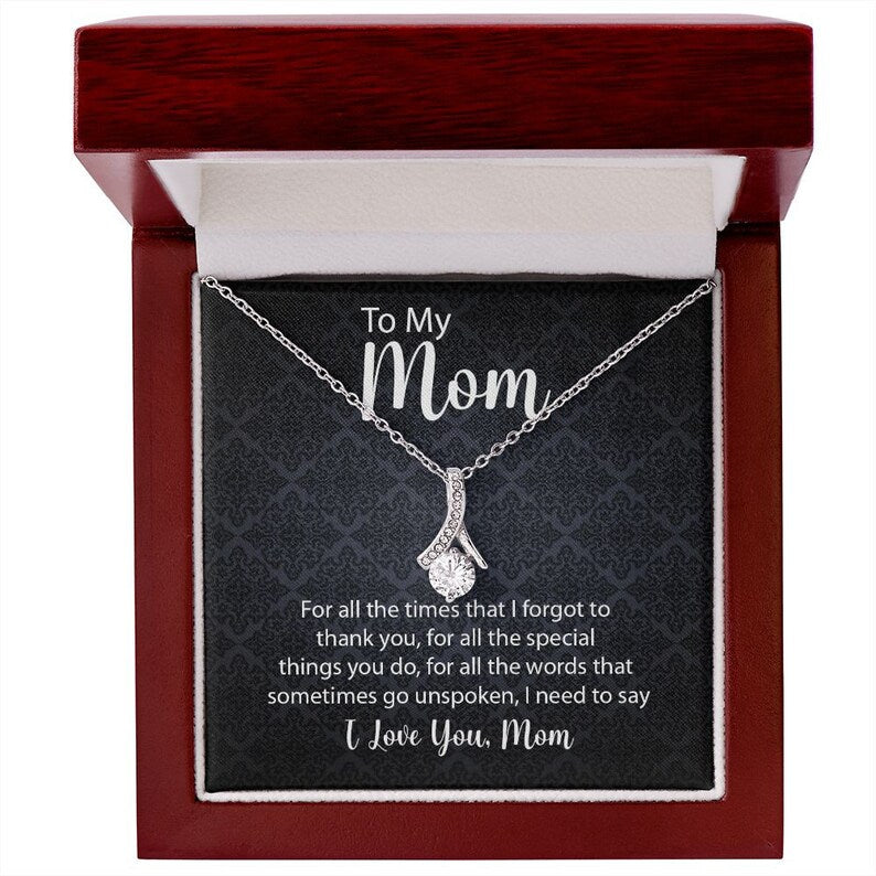 Jewelry, Necklace, Message Card, Mother's Day Gift, Square Pattern, Alluring Beauty Necklace Gift, To Mom From Daughter Son