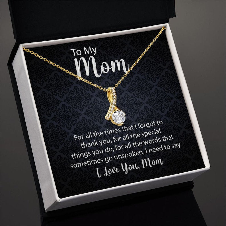 Jewelry, Necklace, Message Card, Mother's Day Gift, Square Pattern, Alluring Beauty Necklace Gift, To Mom From Daughter Son