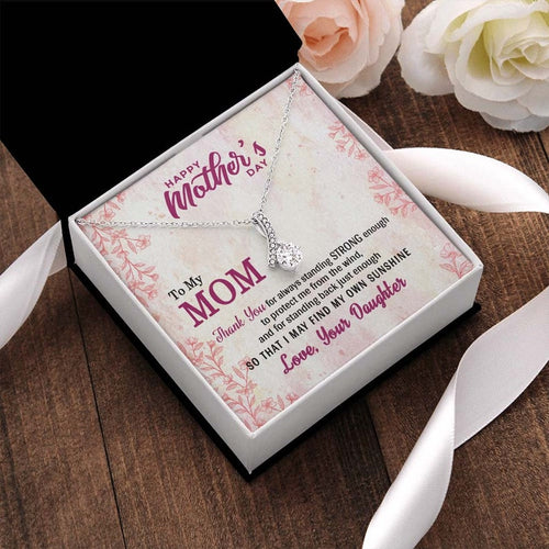 Jewelry, Necklace, Custom Message Card, Happy Mother's Day Gift, Pink Line Flower Pattern, Alluring Beauty Necklace Gift, , To Mom, From Daughter Son