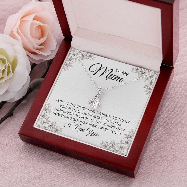 Jewelry, Necklace, Message Card, Mother's Day Gift, White Flowers, Alluring Beauty Necklace Gift , To Mum, From Daughter, Son