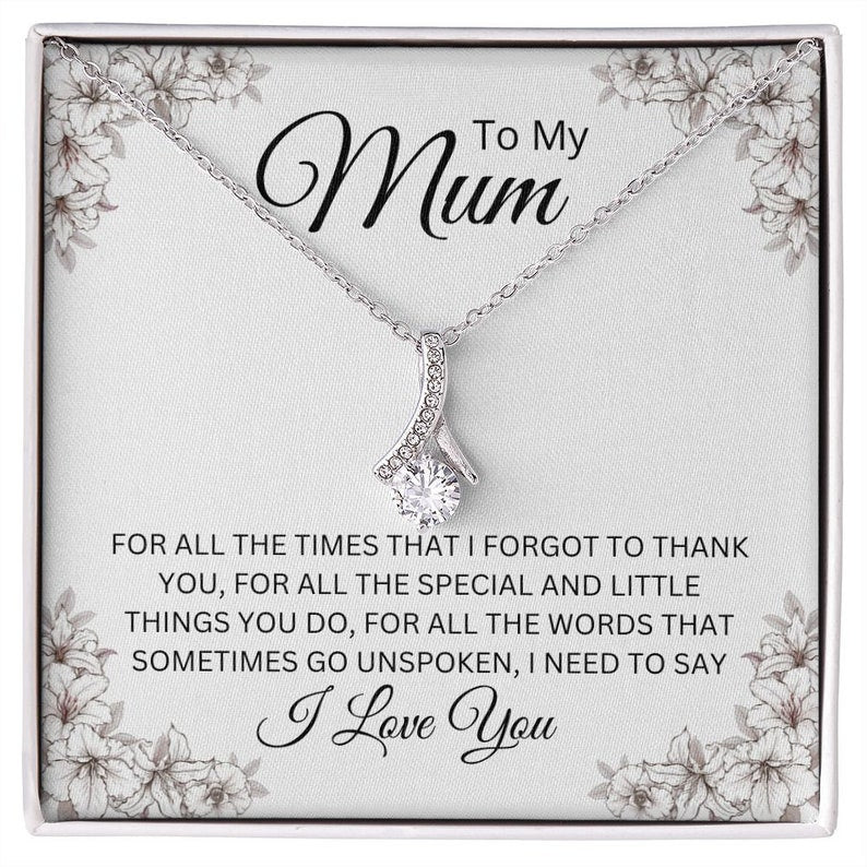 Jewelry, Necklace, Message Card, Mother's Day Gift, White Flowers, Alluring Beauty Necklace Gift , To Mum, From Daughter, Son