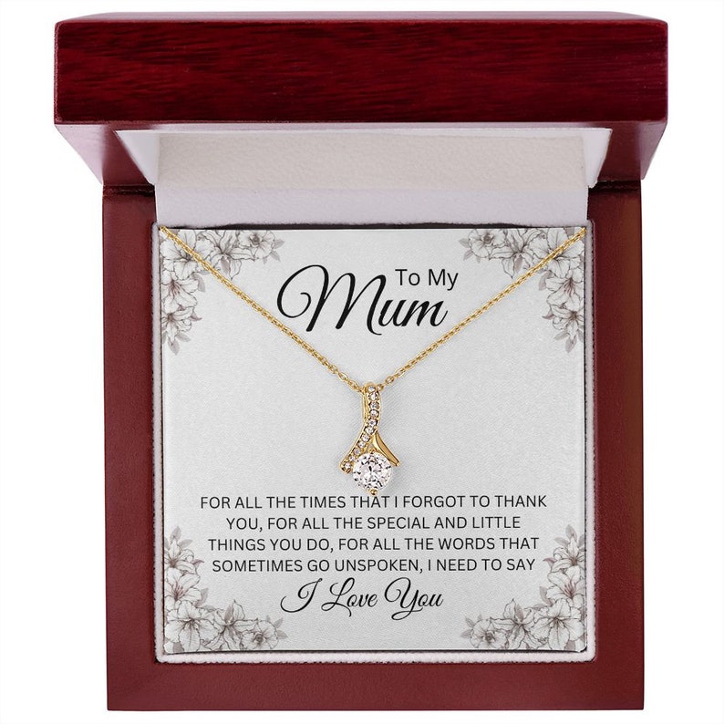Jewelry, Necklace, Message Card, Mother's Day Gift, White Flowers, Alluring Beauty Necklace Gift , To Mum, From Daughter, Son
