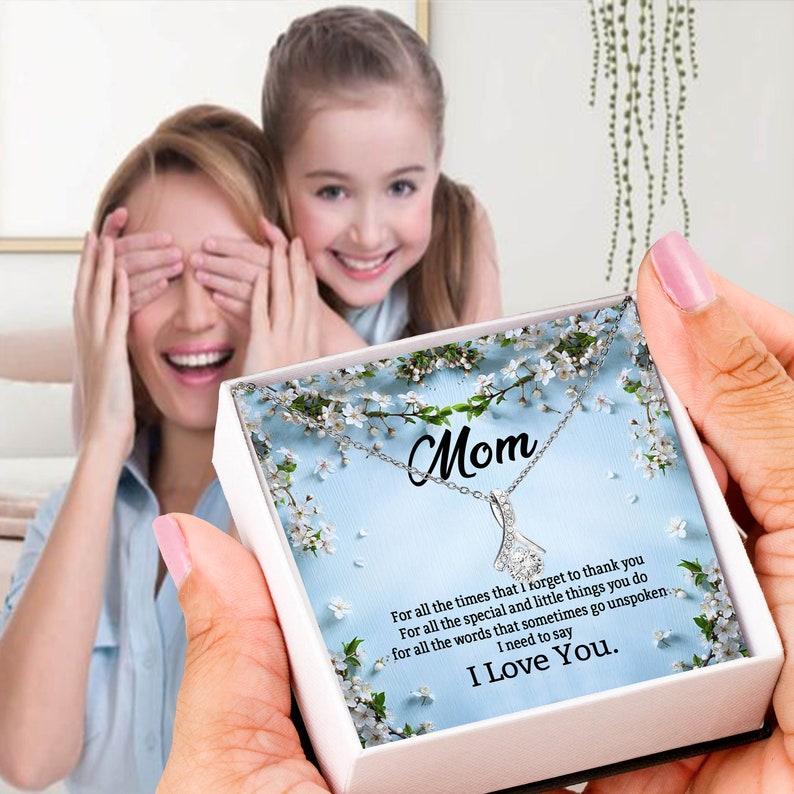 Jewelry, Necklace, Message Card, Mother's Day Gift, Realistic White Blossom, Alluring Beauty Necklace Gift, To Mom From Daughter Son