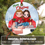 Custom Couple Christmas, Round Ornament Sublimation Designs Template, Holiday Couple, Earring Template Digital Download