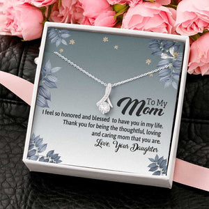 Alluring Beauty Necklace, Gift For Mom, With Message Card, Blue Leaves Frame, Mother's Day Gift, To My Mom From Daughter