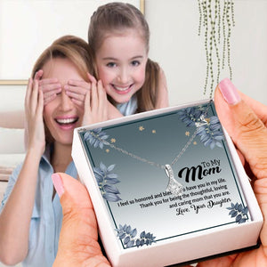 Alluring Beauty Necklace, Gift For Mom, With Message Card, Blue Leaves Frame, Mother's Day Gift, To My Mom From Daughter