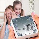 Alluring Beauty Necklace, Gift For Mom, With Message Card, Blue Leaves Frame, Mother's Day Gift, To My Mom From Daughter