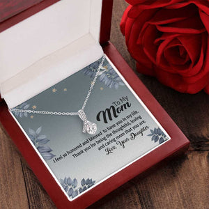 Alluring Beauty Necklace, Gift For Mom, With Message Card, Blue Leaves Frame, Mother's Day Gift, To My Mom From Daughter