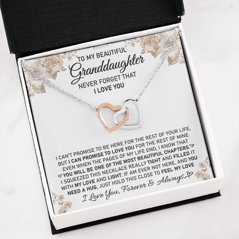 To My Beautiful Granddaughter, Granddaughter Gift, Granddaughter Necklace, Interlocking Hearts Necklace