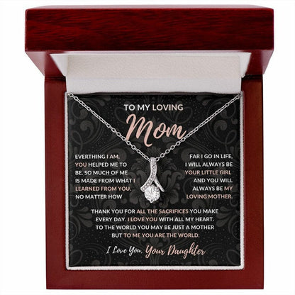Jewelry, Necklace, Message Card, Mother's Day Gift, Dark Flower Pattern, Alluring Beauty Necklace, To Mom From Daughter