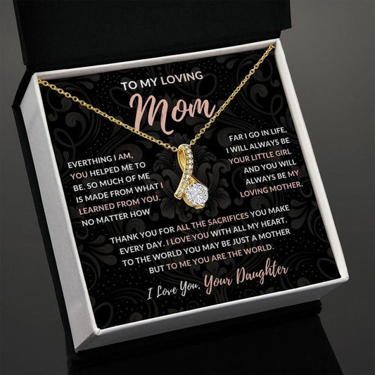 Jewelry, Necklace, Message Card, Mother's Day Gift, Dark Flower Pattern, Alluring Beauty Necklace, To Mom From Daughter