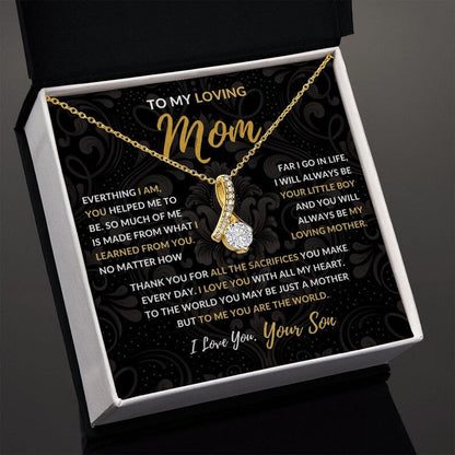 Jewelry, Necklace, Message Card, Mother's Day Gift, Dark Flower Pattern, Alluring Beauty Necklace Gift, To Mom From Son