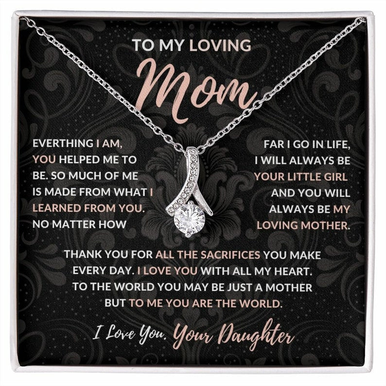 Jewelry, Necklace, Message Card, Mother's Day Gift, Dark Flower Pattern, Alluring Beauty Necklace, To Mom From Daughter