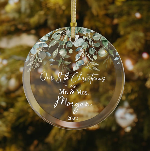 Personalized Our First Christmas Mr. And Mrs. Ornament, Married Ornament, Anniversary Ornament, Anniversary Gift, Custom Glass Ornament