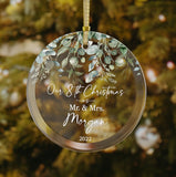Personalized Our First Christmas Mr. And Mrs. Ornament, Married Ornament, Anniversary Ornament, Anniversary Gift, Custom Glass Ornament