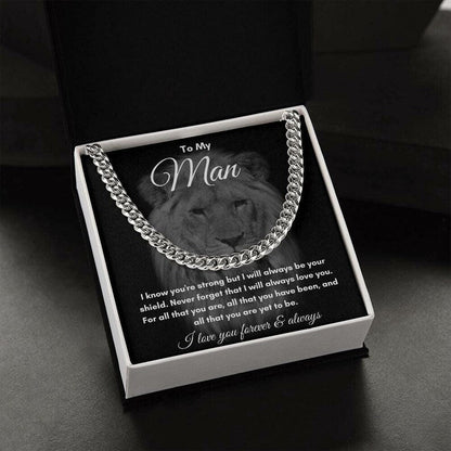 To My Man Stainless Steel, 14K Gold Cuban Link Chain, Soulmate valentine Gift for Him, Gift for Husband Boyfriend, Valentines for Him