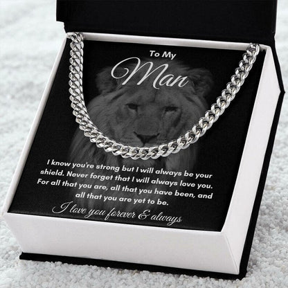 To My Man Stainless Steel, 14K Gold Cuban Link Chain, Soulmate valentine Gift for Him, Gift for Husband Boyfriend, Valentines for Him