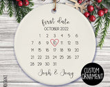 First Date Calendar Ornament, First Christmas Together Ornament, New Couple Gift, First Anniversary Gift, Long Distance Relationship Gifts