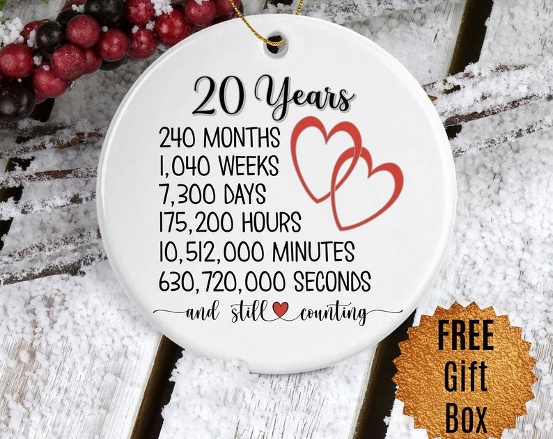 20Th Anniversary Ornament For Husband Wife Twenty Years Together Romantic Platinum Wedding Gifts For Parents Anniversary Gift For Couple