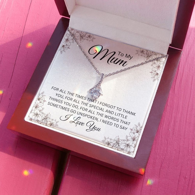 Jewelry, Necklace, Message Card, Mother's Day Gift, White Flowers, Alluring Beauty Necklace Gift , To Mum, From Daughter, Son