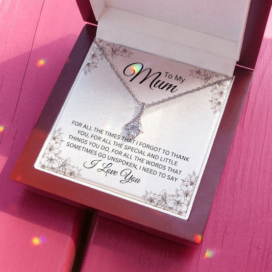 Jewelry, Necklace, Message Card, Mother's Day Gift, White Flowers, Alluring Beauty Necklace Gift , To Mum, From Daughter, Son