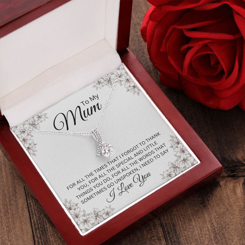 Jewelry, Necklace, Message Card, Mother's Day Gift, White Flowers, Alluring Beauty Necklace Gift , To Mum, From Daughter, Son