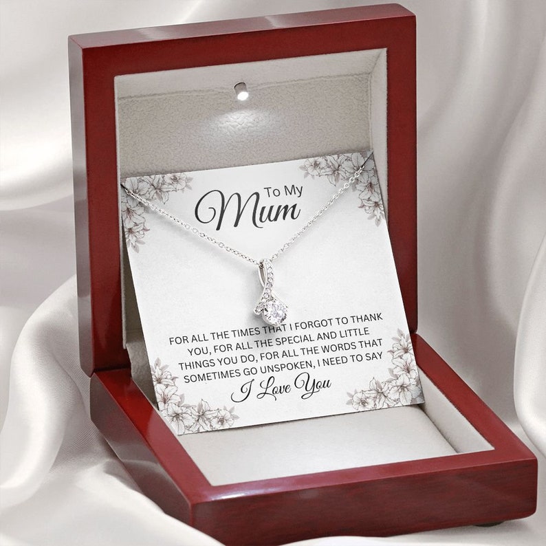 Jewelry, Necklace, Message Card, Mother's Day Gift, White Flowers, Alluring Beauty Necklace Gift , To Mum, From Daughter, Son