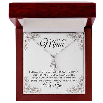 Jewelry, Necklace, Message Card, Mother's Day Gift, White Flowers, Alluring Beauty Necklace Gift , To Mum, From Daughter, Son