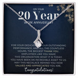 20 Year Work Anniversary Appreciation Alluring Beauty Necklace, Employee Years of Service Recognition Jewelry, Employee Congratulations Gift 20 Years