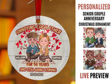 Personalized Circle Christmas Ornament For Senior Couple,Annoying Each Other Since Ornament,Grandparent Parent Anniversary Customized Chibi