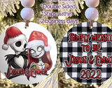 Nightmare Before Christmas Ornament - Personalized Jack And Sally Couple Ornament - Custom Simply Meant To Be Names Decoration Wedding Gift