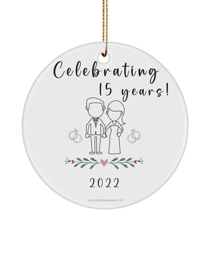 15 Year Anniversary Ornament Gift, Wedding Anniversary Present, Bride And Groom Present, 15Th Anniversary, Gift For Spouse, Ceramic Ornament