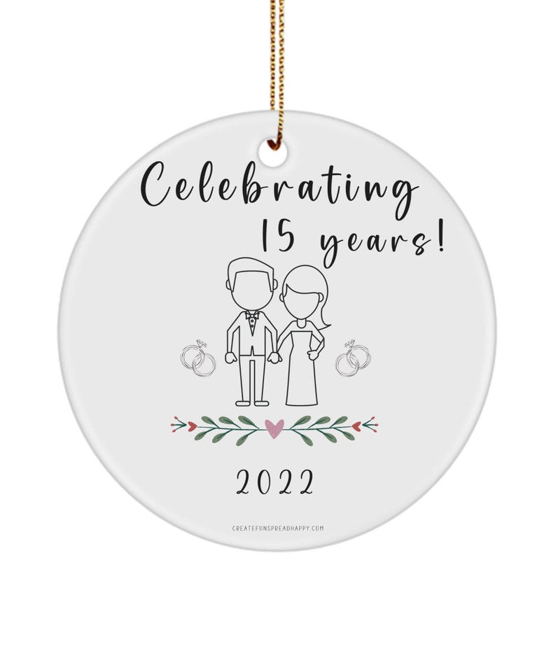 15 Year Anniversary Ornament Gift, Wedding Anniversary Present, Bride And Groom Present, 15Th Anniversary, Gift For Spouse, Ceramic Ornament