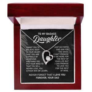 To My Badass Daughter Necklace, Forever Love Necklace, Daughter Jewelry