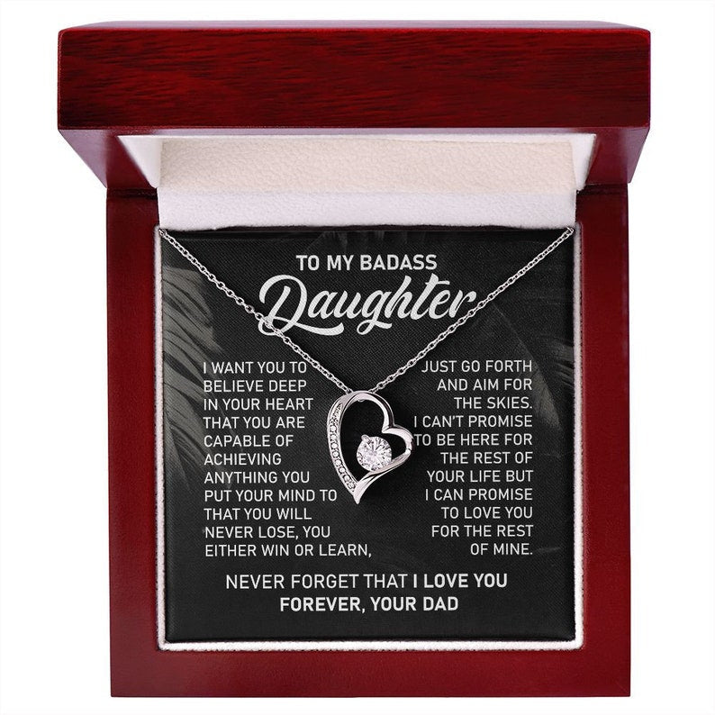To My Badass Daughter Necklace, Forever Love Necklace, Daughter Jewelry