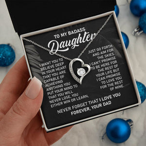To My Badass Daughter Necklace, Forever Love Necklace, Daughter Jewelry