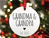 Grandma And Grandpa #1 Est Christmas Ornament, Customizable Grandparent Gifts, Grandparent Ornament, Grandparent Gift, New Grandparent Gift
