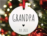 Grandpa  #1 Est Christmas Ornament, Customizable Grandparent Gifts, Grandma, Grandparent Ornament, Grandparent Gift, New Grandparent Gift