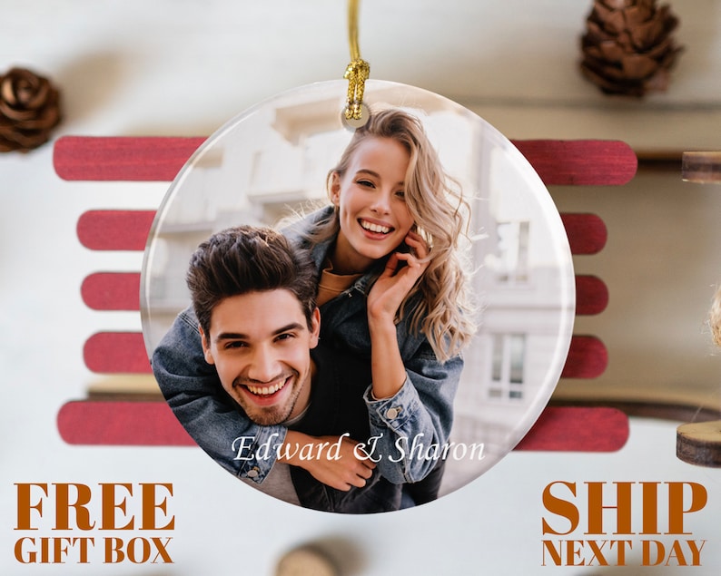 Personalized Picture Ornament, Custom Photo Ornament, Christmas Gift Ornament, Memorial Ceramic Ornament, Couple Anniversary Gift Ornament