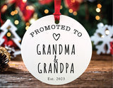 Promoted To Grandma And Grandpa #1 Est Christmas Ornament, Customizable Grandparent Gifts, Grandparent Ornament, Grandparent Ornament Gift