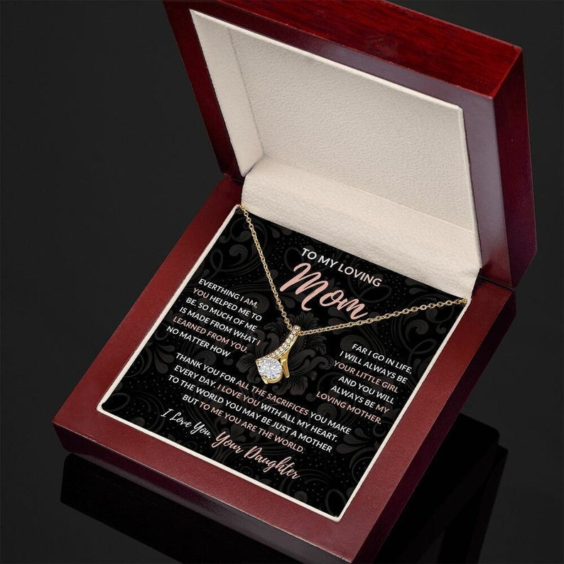 Jewelry, Necklace, Message Card, Mother's Day Gift, Dark Flower Pattern, Alluring Beauty Necklace, To Mom From Daughter