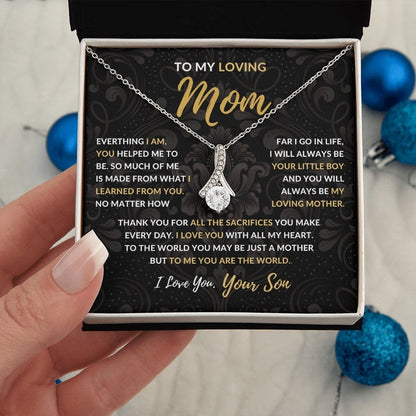 Jewelry, Necklace, Message Card, Mother's Day Gift, Dark Flower Pattern, Alluring Beauty Necklace Gift, To Mom From Son