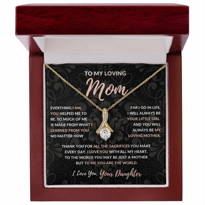 Jewelry, Necklace, Message Card, Mother's Day Gift, Dark Flower Pattern, Alluring Beauty Necklace, To Mom From Daughter