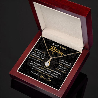 Jewelry, Necklace, Message Card, Mother's Day Gift, Dark Flower Pattern, Alluring Beauty Necklace Gift, To Mom From Son