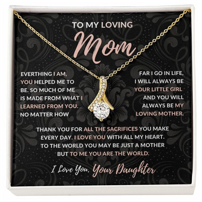 Jewelry, Necklace, Message Card, Mother's Day Gift, Dark Flower Pattern, Alluring Beauty Necklace, To Mom From Daughter