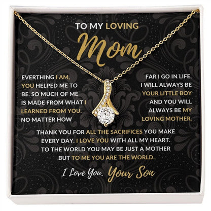 Jewelry, Necklace, Message Card, Mother's Day Gift, Dark Flower Pattern, Alluring Beauty Necklace Gift, To Mom From Son