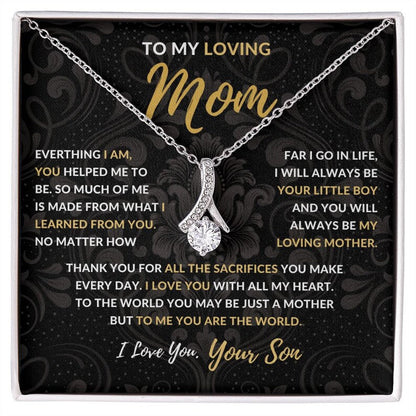 Jewelry, Necklace, Message Card, Mother's Day Gift, Dark Flower Pattern, Alluring Beauty Necklace Gift, To Mom From Son