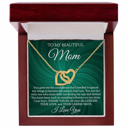 To My Beautiful Mom Necklace, Interlocking Hearts Necklace, Mother Gift, Mother Jewelry
