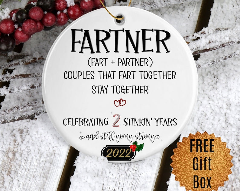 Custom Fartner 2Nd Anniversary Gift For Couples Two Years Together Personalized 2Nd Year Wedding Dating Anniversary Ornament Christmas Decor