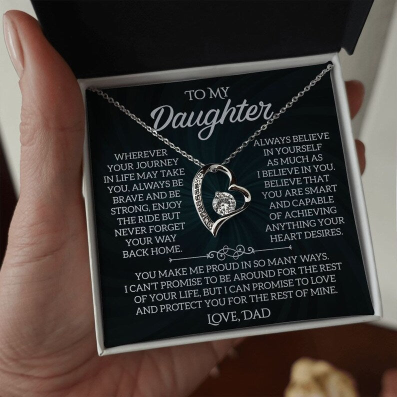 To My Daughter Necklace, Forever Love Necklace, Gift From Dad, Daughter Jewelry